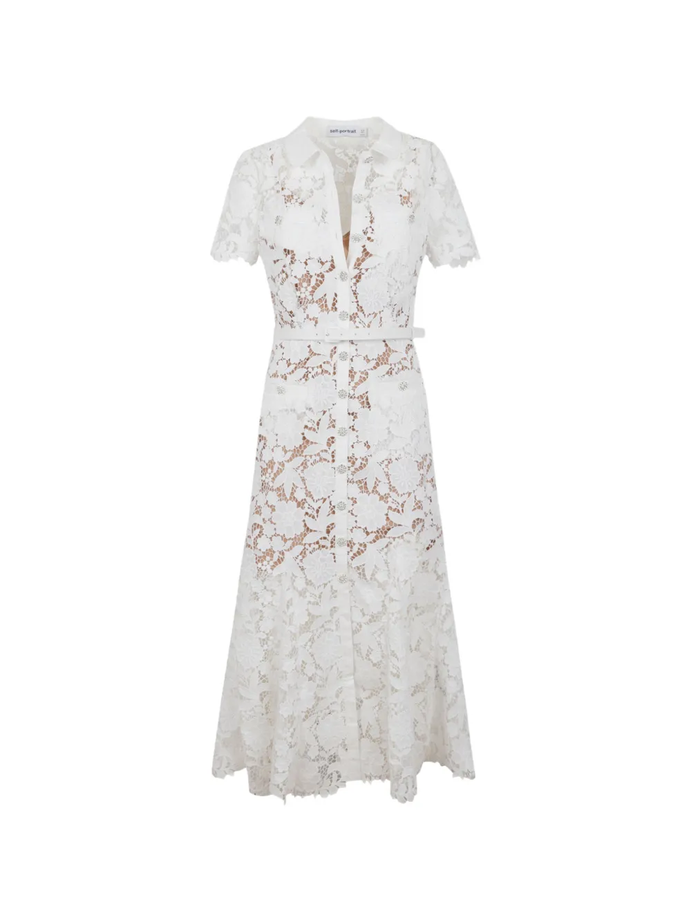 Self-Portrait lace midi dress - Bianco