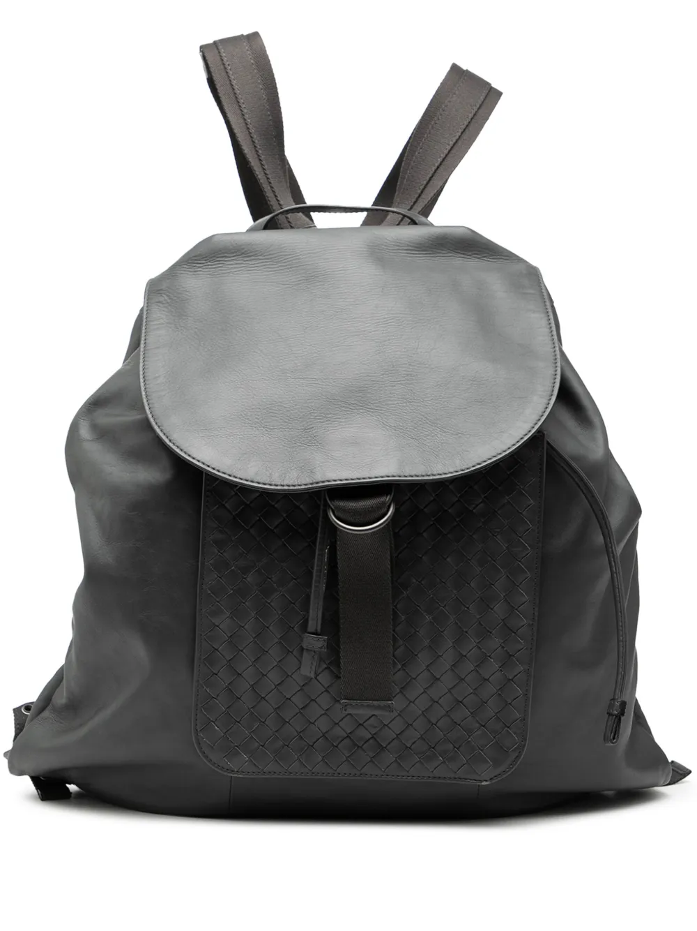 Bottega Veneta Pre-Owned 2012-2025 Intrecciato Trimmed Leather Drawstring backpack - Grigio