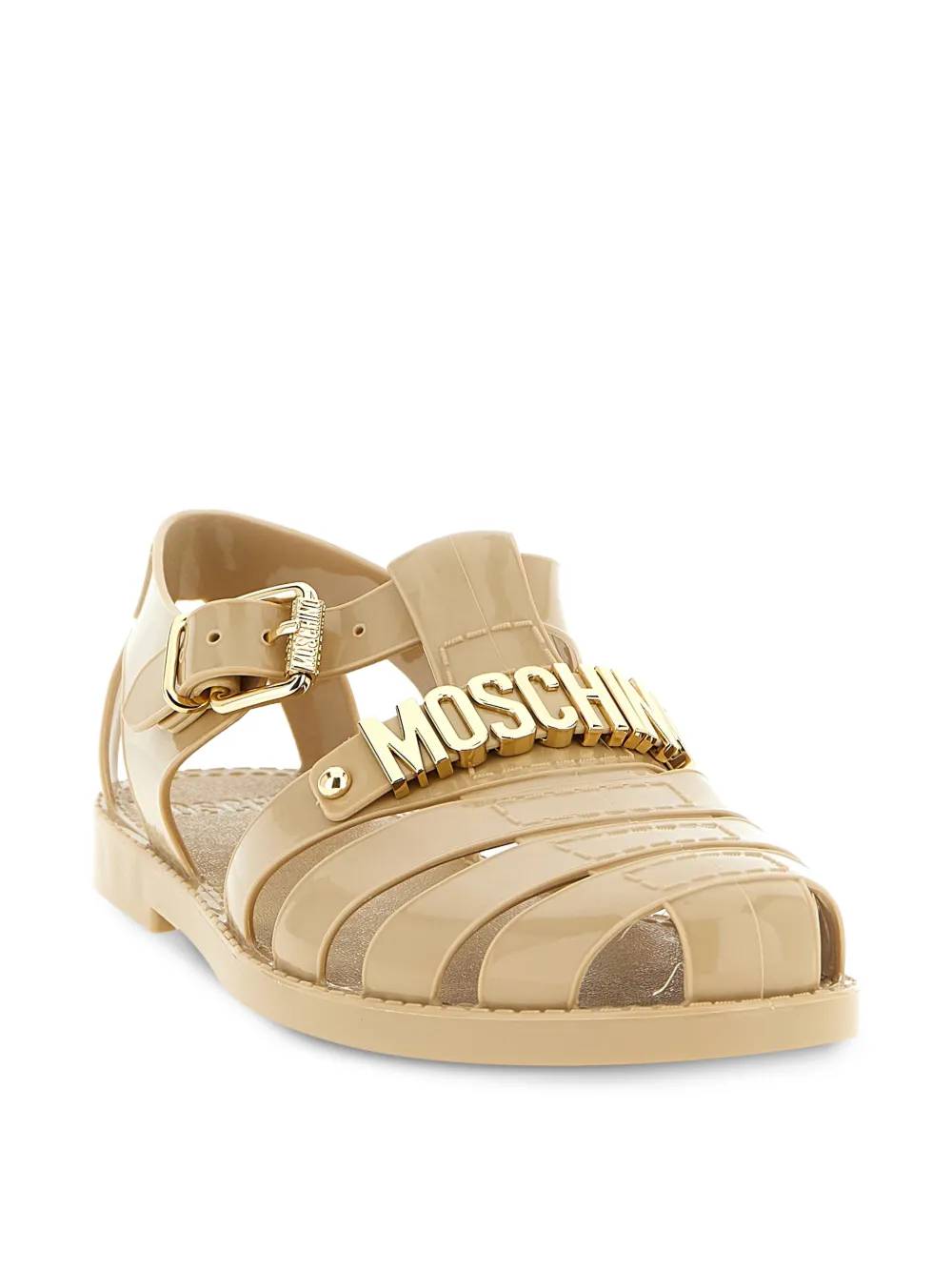 Moschino Sandalen met logogesp Beige