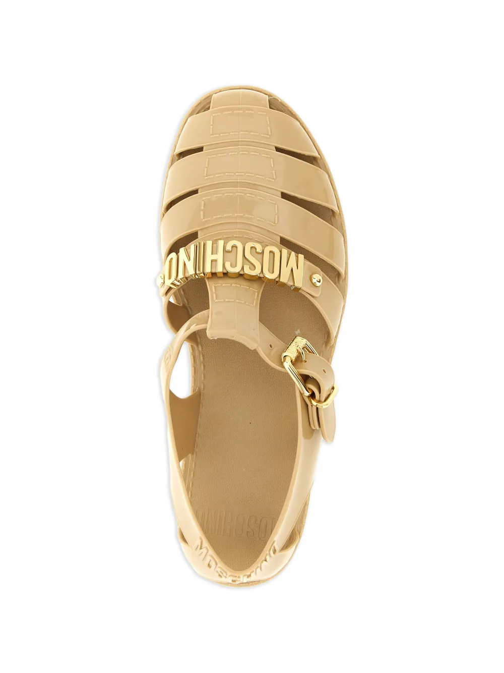 Moschino Sandalen met logogesp Beige