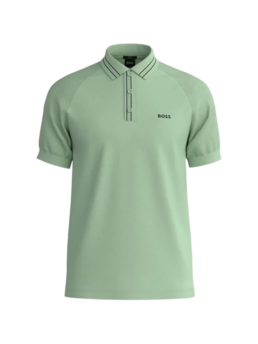 BOSS logo-detail striped-trim polo shirt – Green BOSS logo-detail striped-trim polo shirt – Green