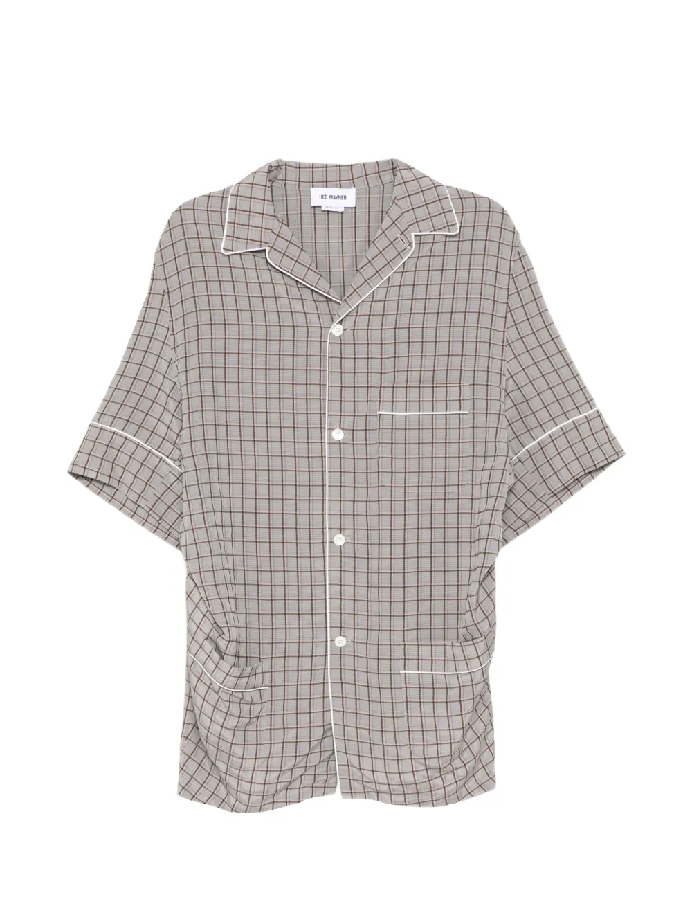 Hed Mayner check contrast trim shirt - Grigio