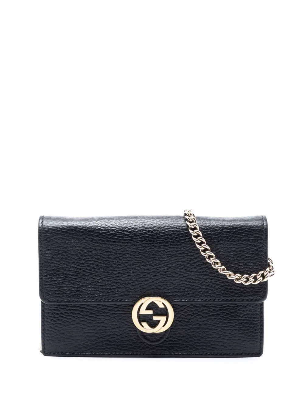 Gucci Pre-Owned 2000-2015 Interlocking G Dollar Calfskin Wallet on Chain crossbody bag - Nero