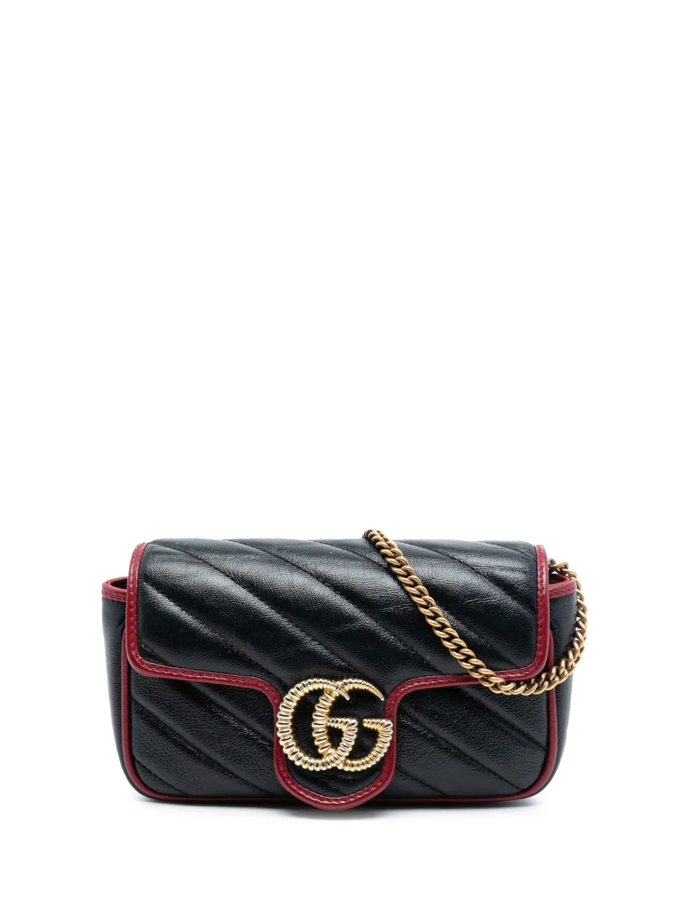 Gucci Pre-Owned 2016-2025 Super Mini GG Marmont Matelasse Leather Torchon Flap crossbody bag - Nero