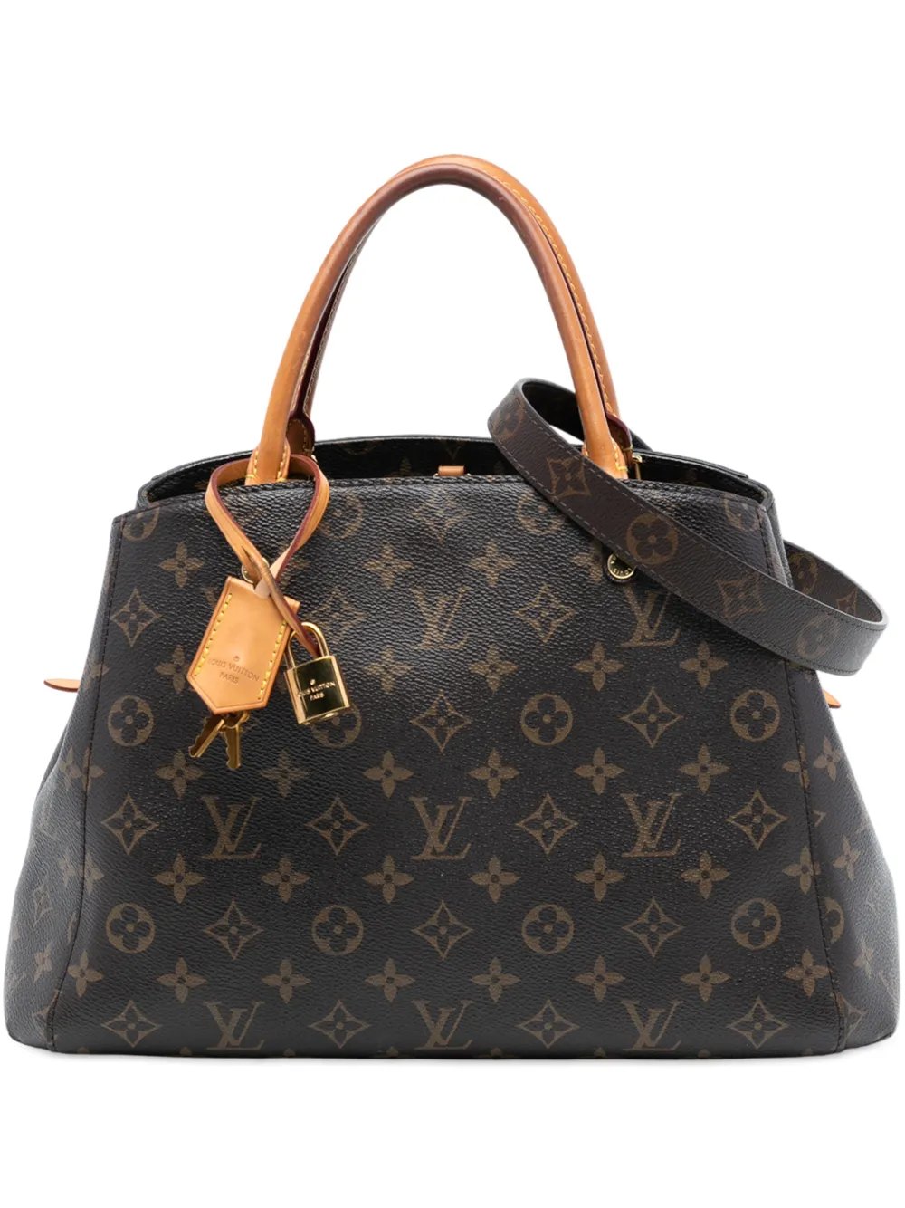 Pre-owned Louis Vuitton 2017 Monogram Montaigne Mm Satchel In Brown