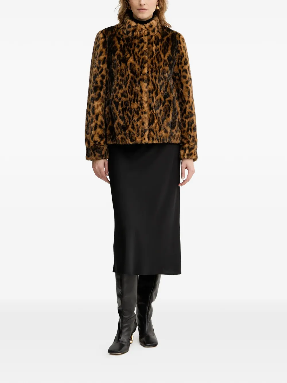  Guess Usa Luna Leopard-print Jacket - Brown 