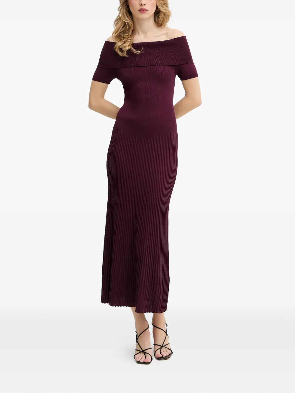  Bardot Harro Off-shoulder Midi Dress - Purple 