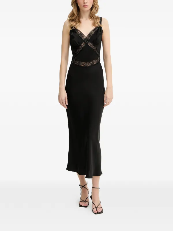 chinese dress ladies Draped Crepe and Lace Off-The-Shoulder Long Midi Dress 36 (FR) / Black