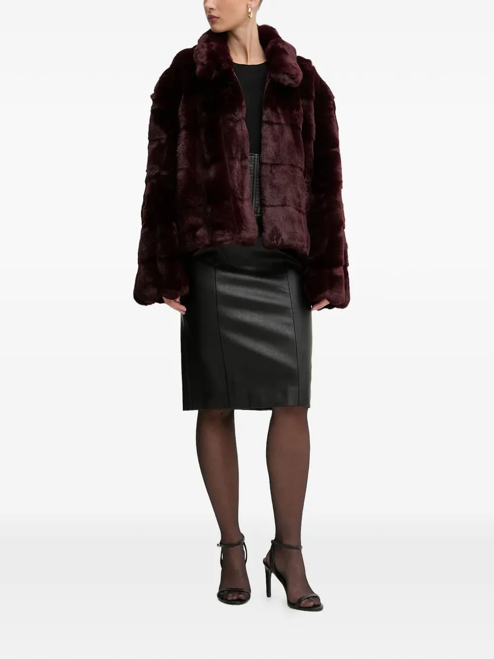  Bardot Sylvie Faux Fur Jacket - Red 