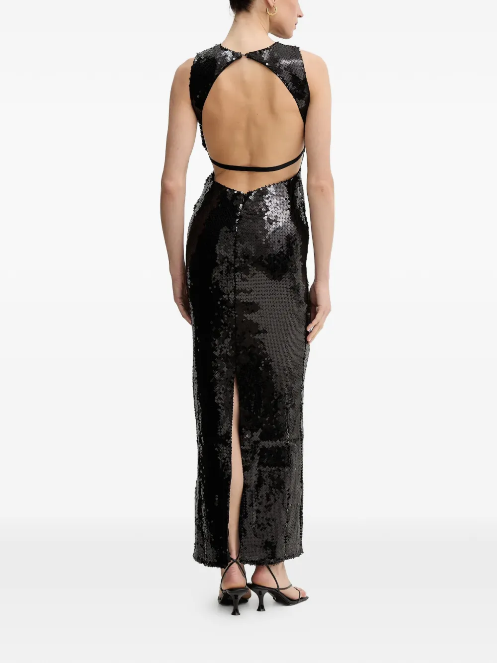  Bardot Portia Sequin Open Back Dress - Black 