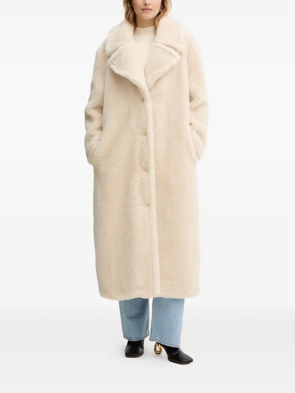  Guess Usa Eugenie Collared Button Coat - Neutrals 