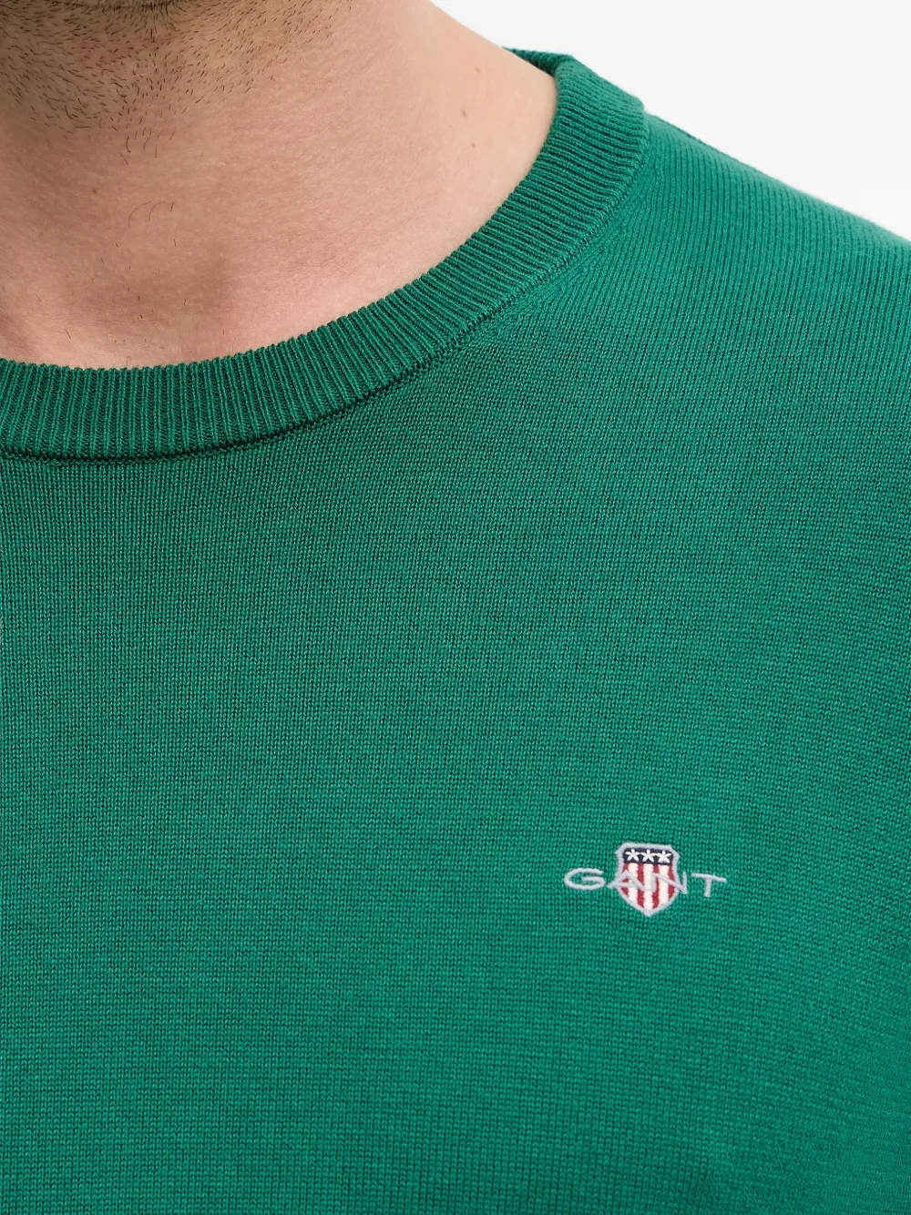 Gant Sweater met geborduurd schild en ronde hals Groen