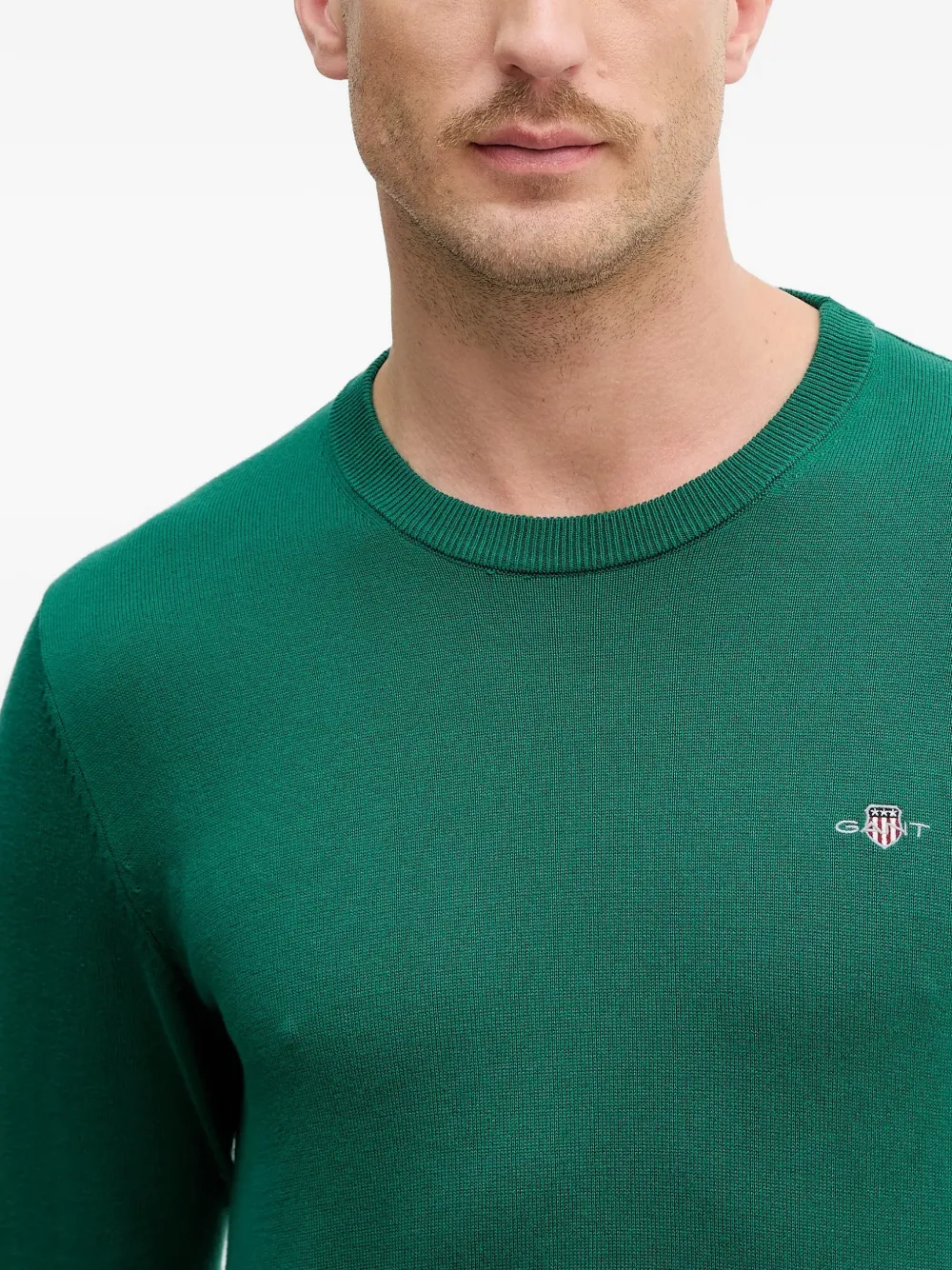 Gant Sweater met geborduurd schild en ronde hals Groen