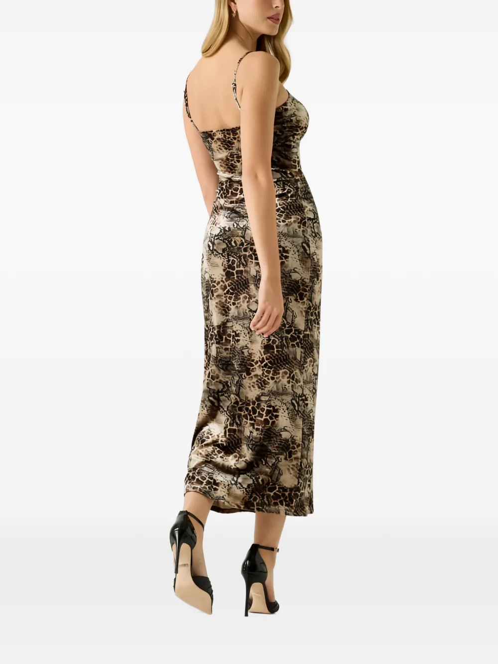 GUESS USA Midi-jurk met slangenprint Beige