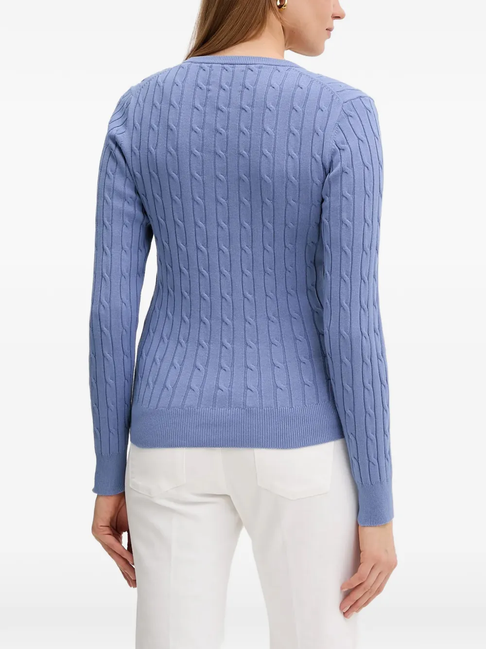  Gant V-neck Cable Sweater - Blue 