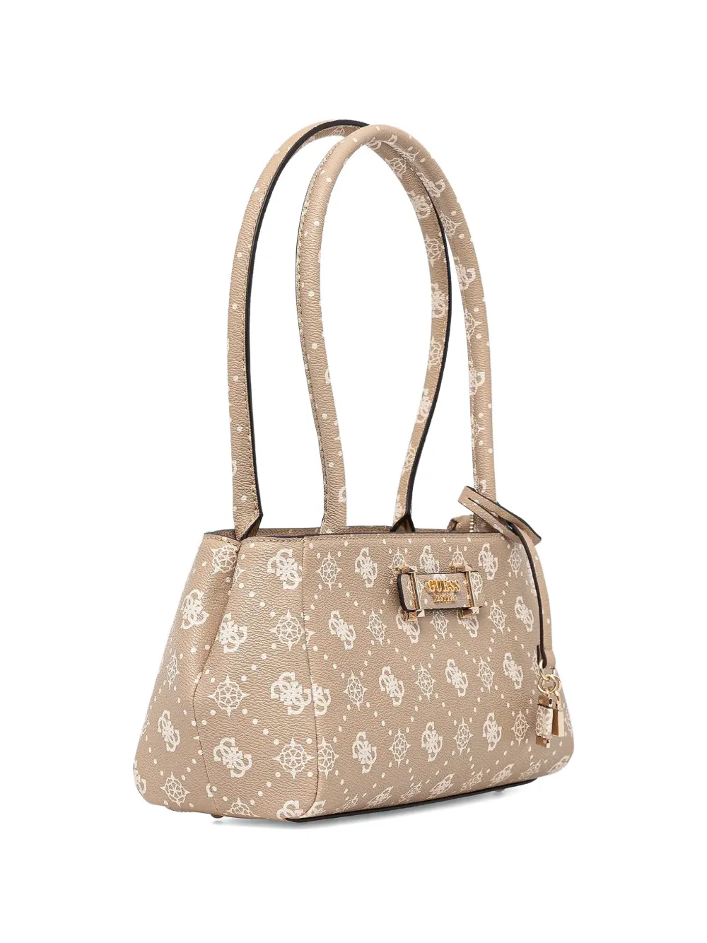 GUESS USA Carrie Girlfriend shopper met hangslot bedel Beige