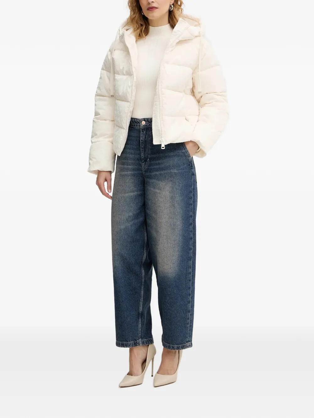  Guess Usa Hooded Puffer Jacket - White 
