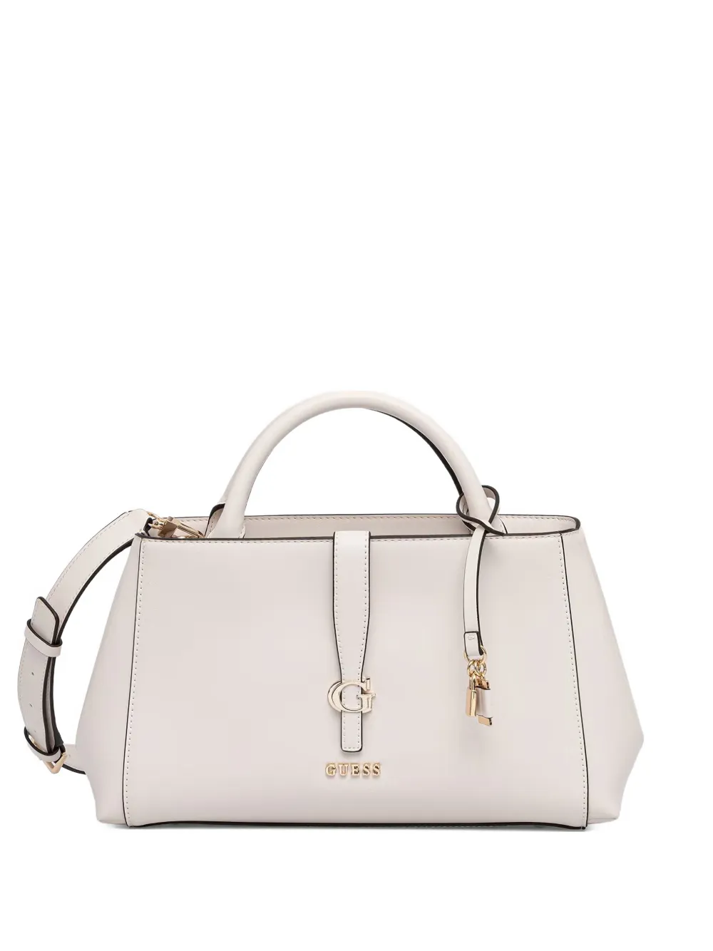 Guess Usa Logo-charm Tote Bag In White