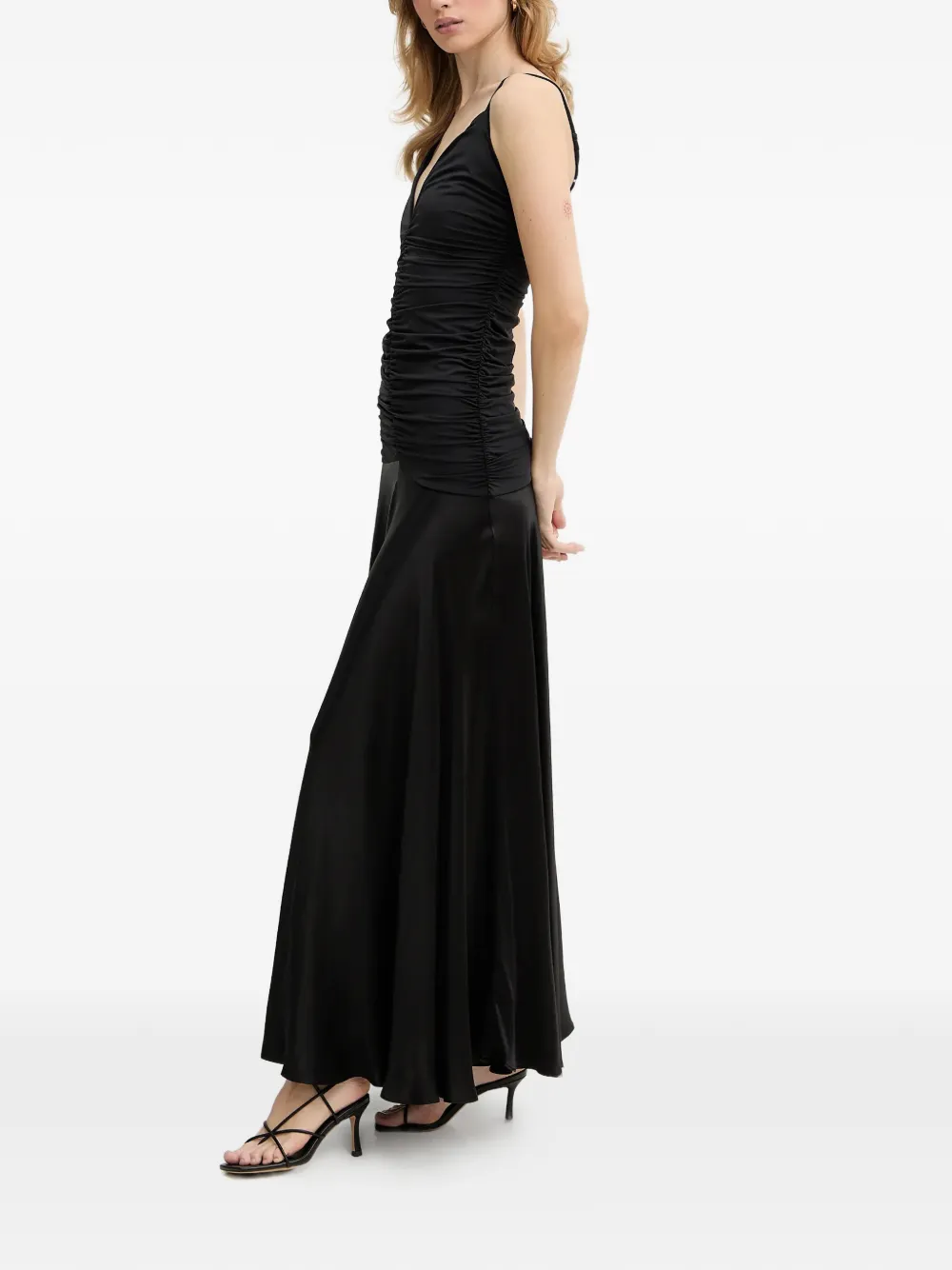  Bardot Lavanda V-neck Ruched Dress - Black 