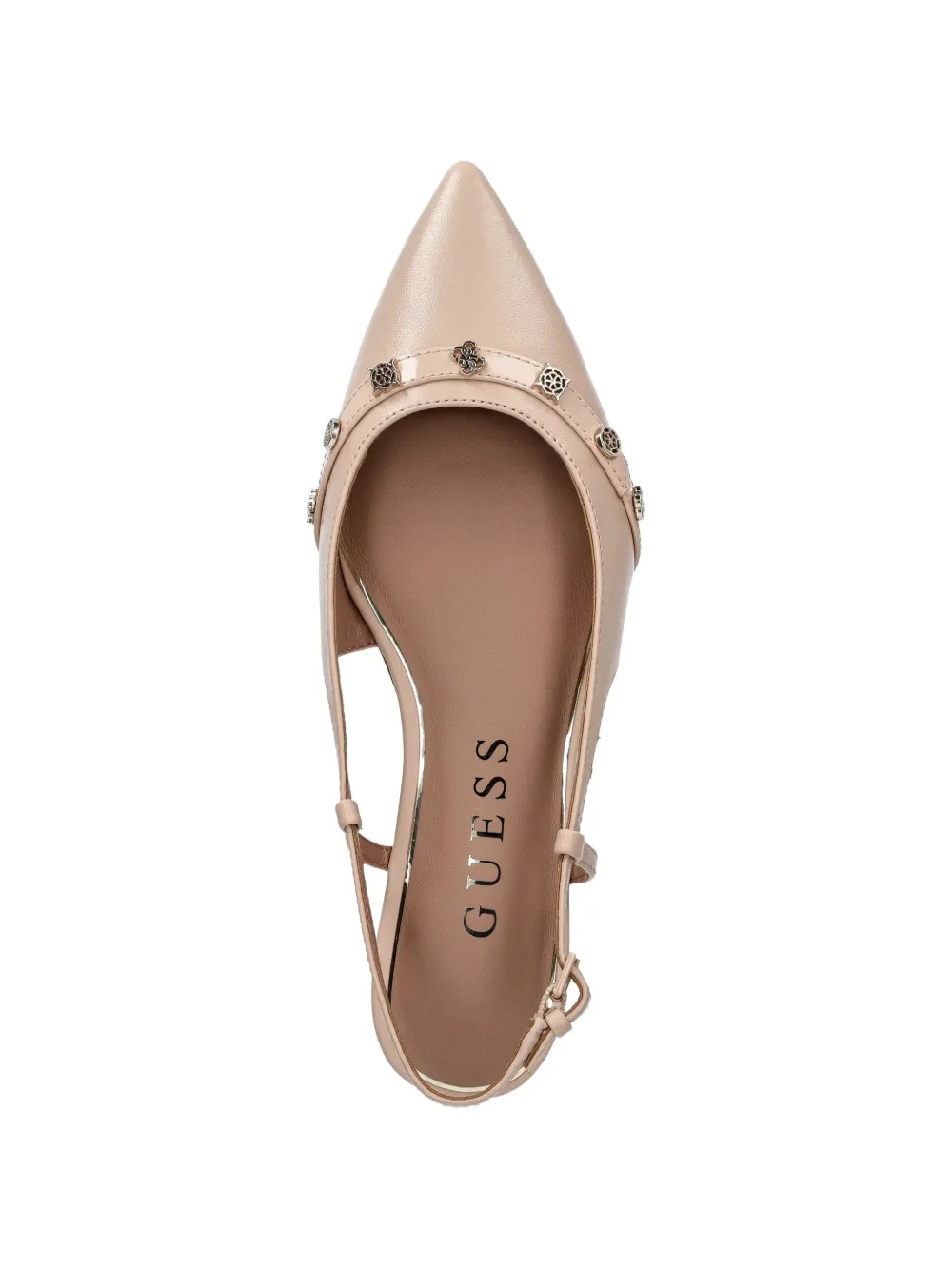 GUESS USA Dorlee verfraaide ballerina's met puntige neus Beige