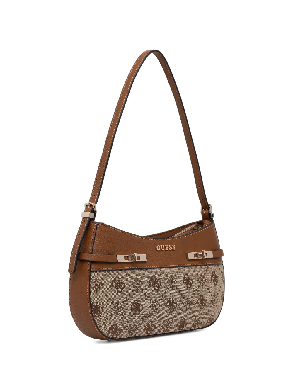 GUESS USA Schoudertas met monogram en draaislot Beige