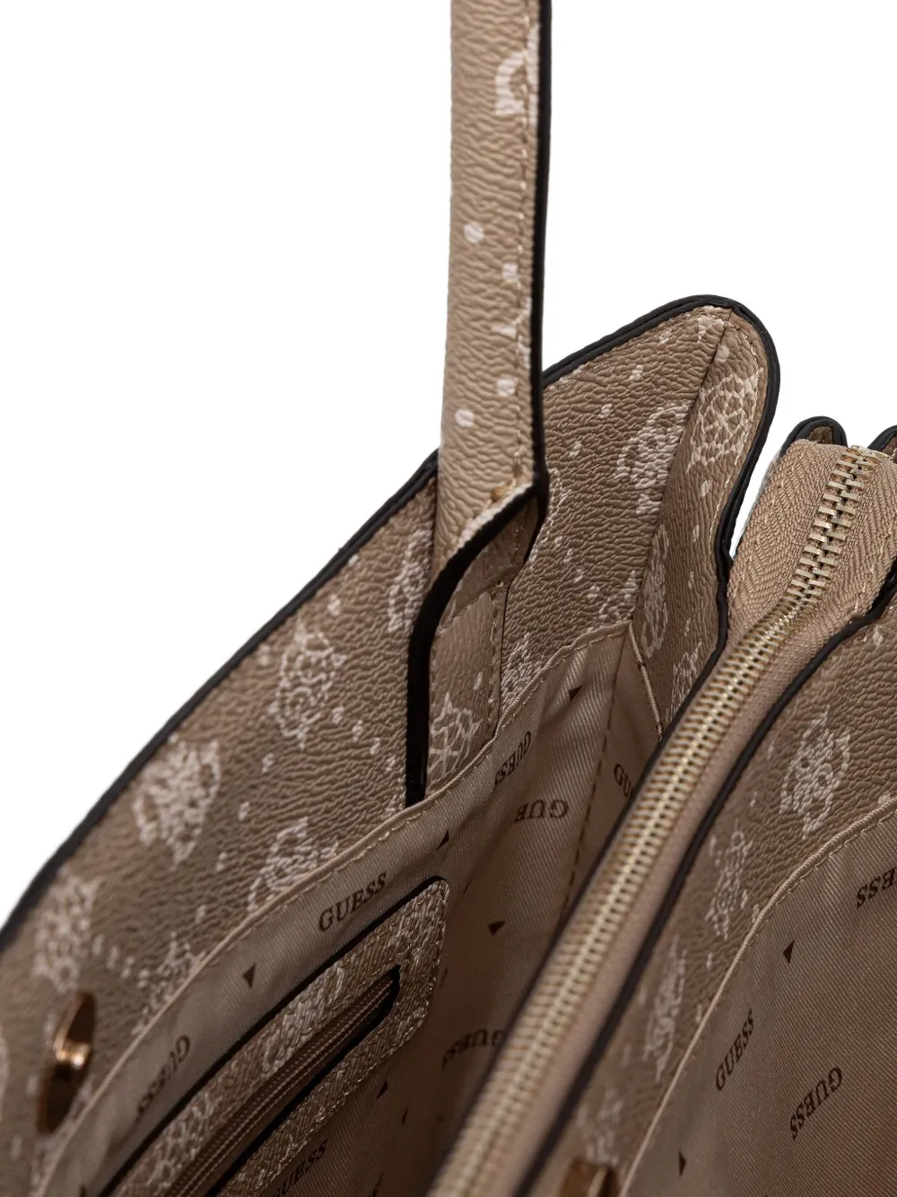 GUESS USA Shopper met hangslot en logo Beige