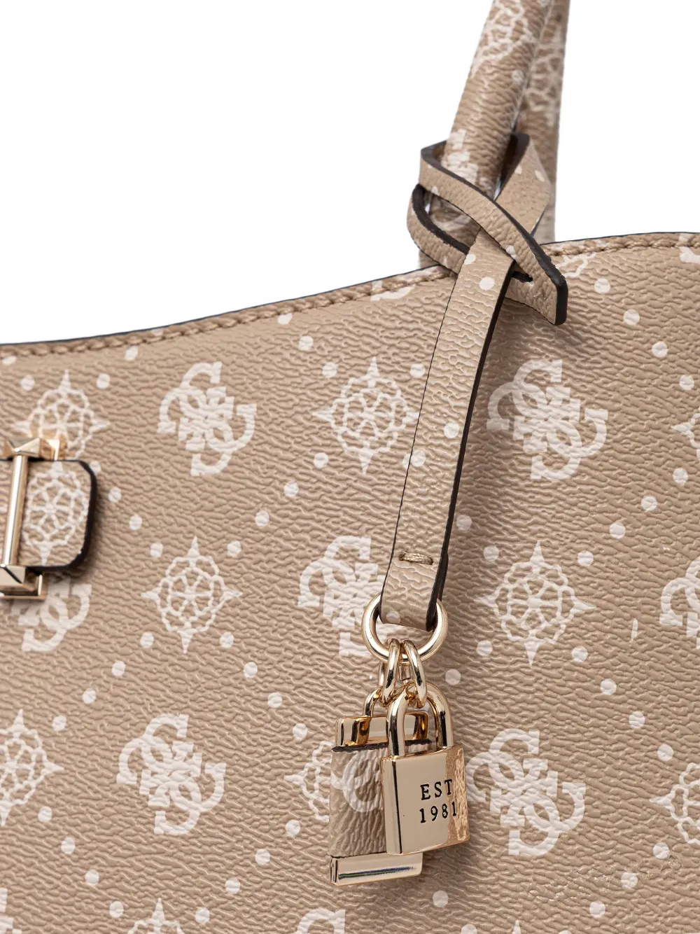 GUESS USA Shopper met hangslot en logo Beige