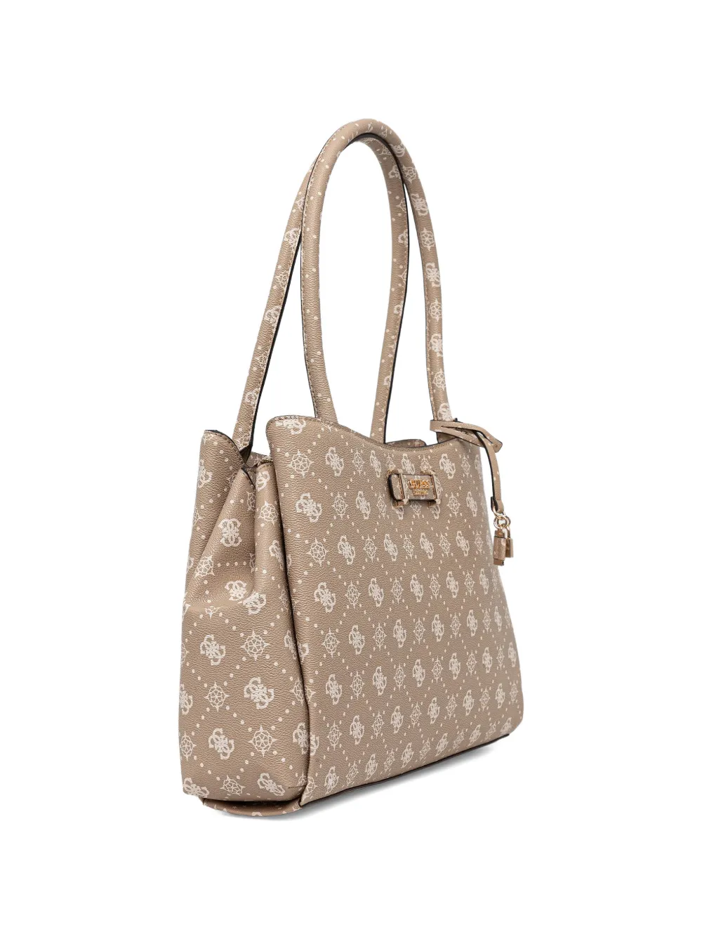 GUESS USA Shopper met hangslot en logo Beige