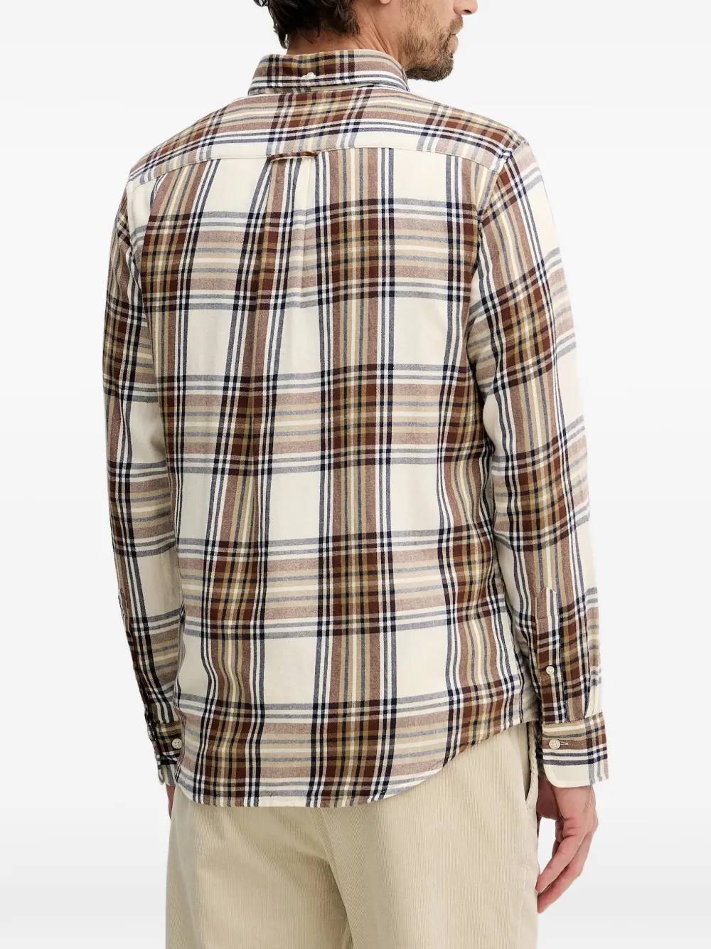  Gant Checked Chest-pocket Shirt - Neutrals 
