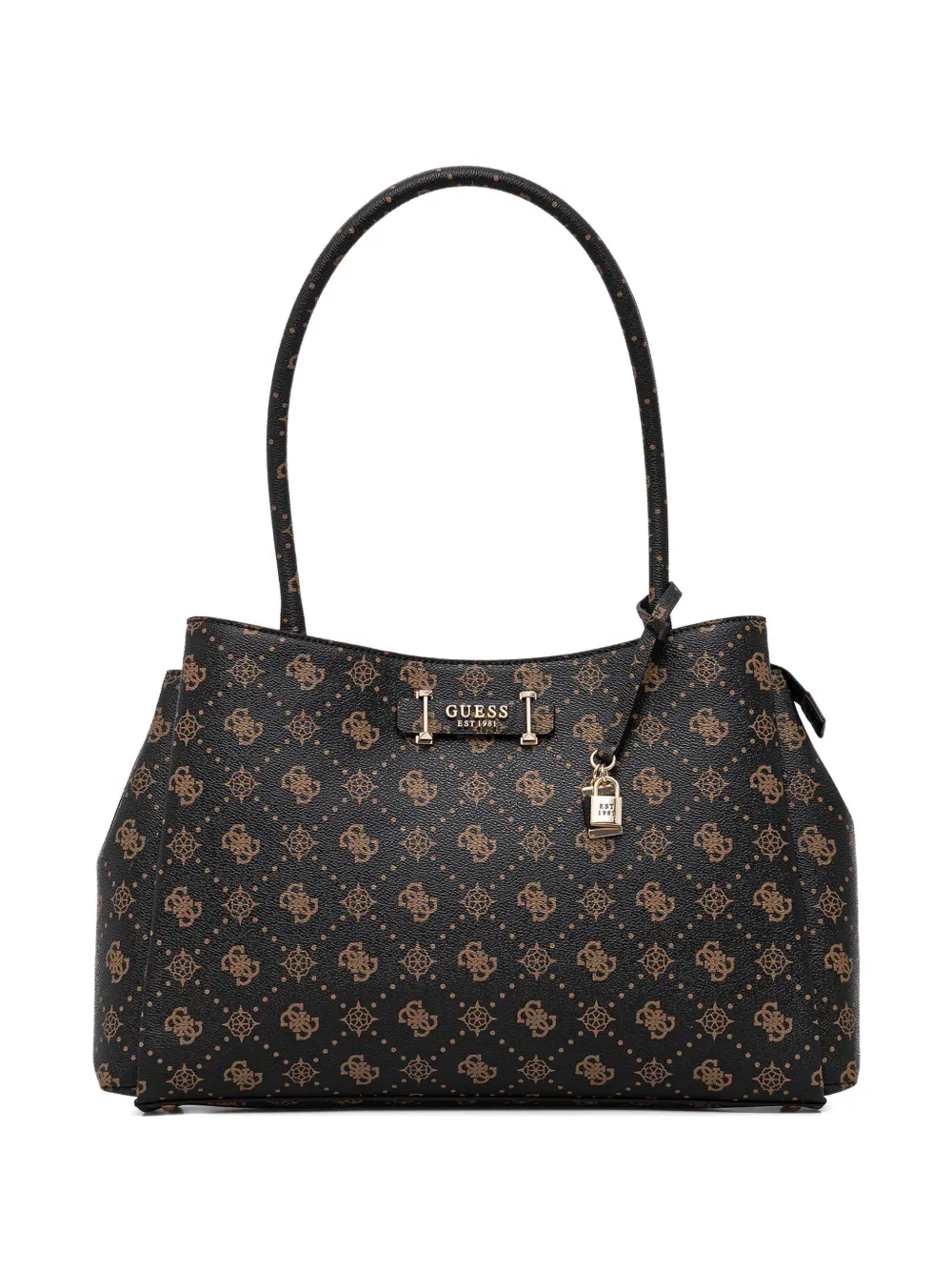 GUESS USA Carrie monogram padlock shoulder bag - Marrone
