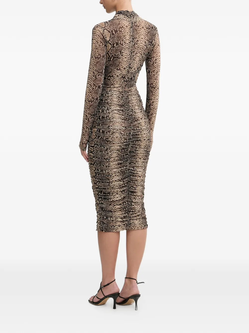  Bardot Cut-out Print Midi Dress - Neutrals 