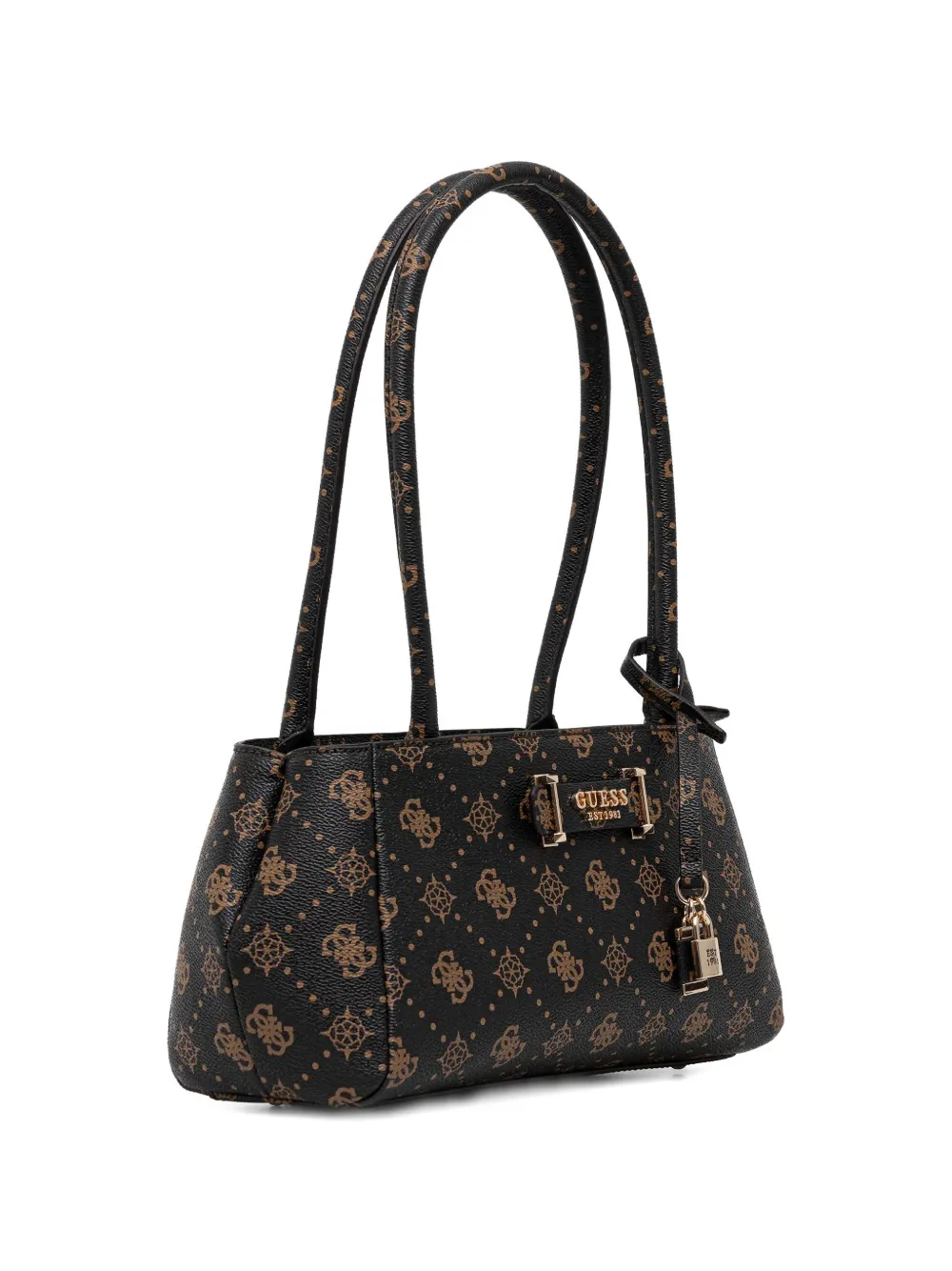 GUESS USA Carrie shopper met hangslot en monogram Bruin