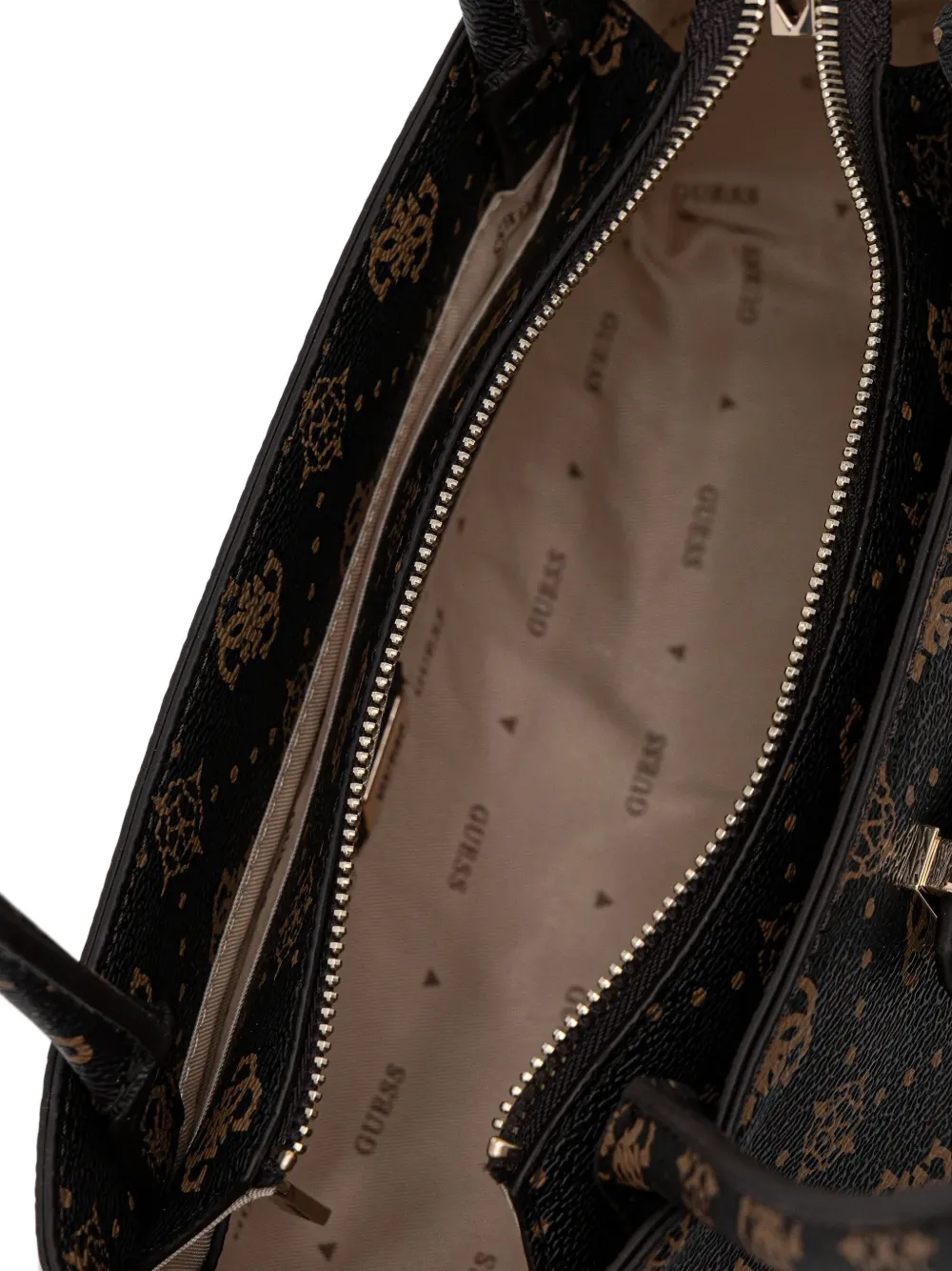 GUESS USA Carrie shopper met hangslot en monogram Bruin