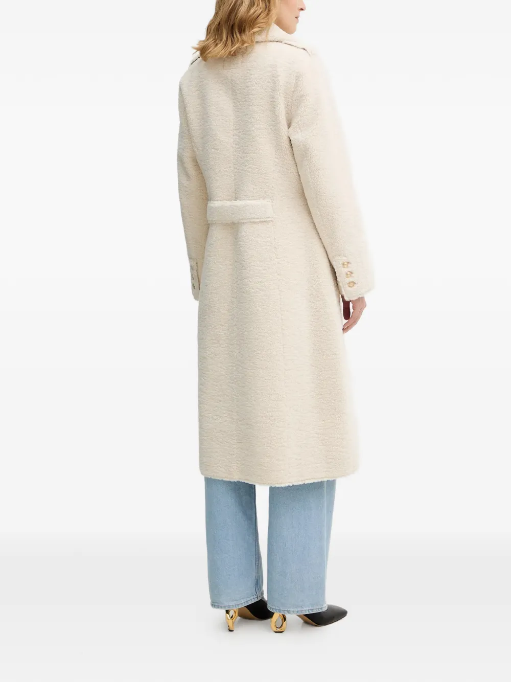  Guess Usa Notched-lapel Double-breasted Coat - Neutrals 