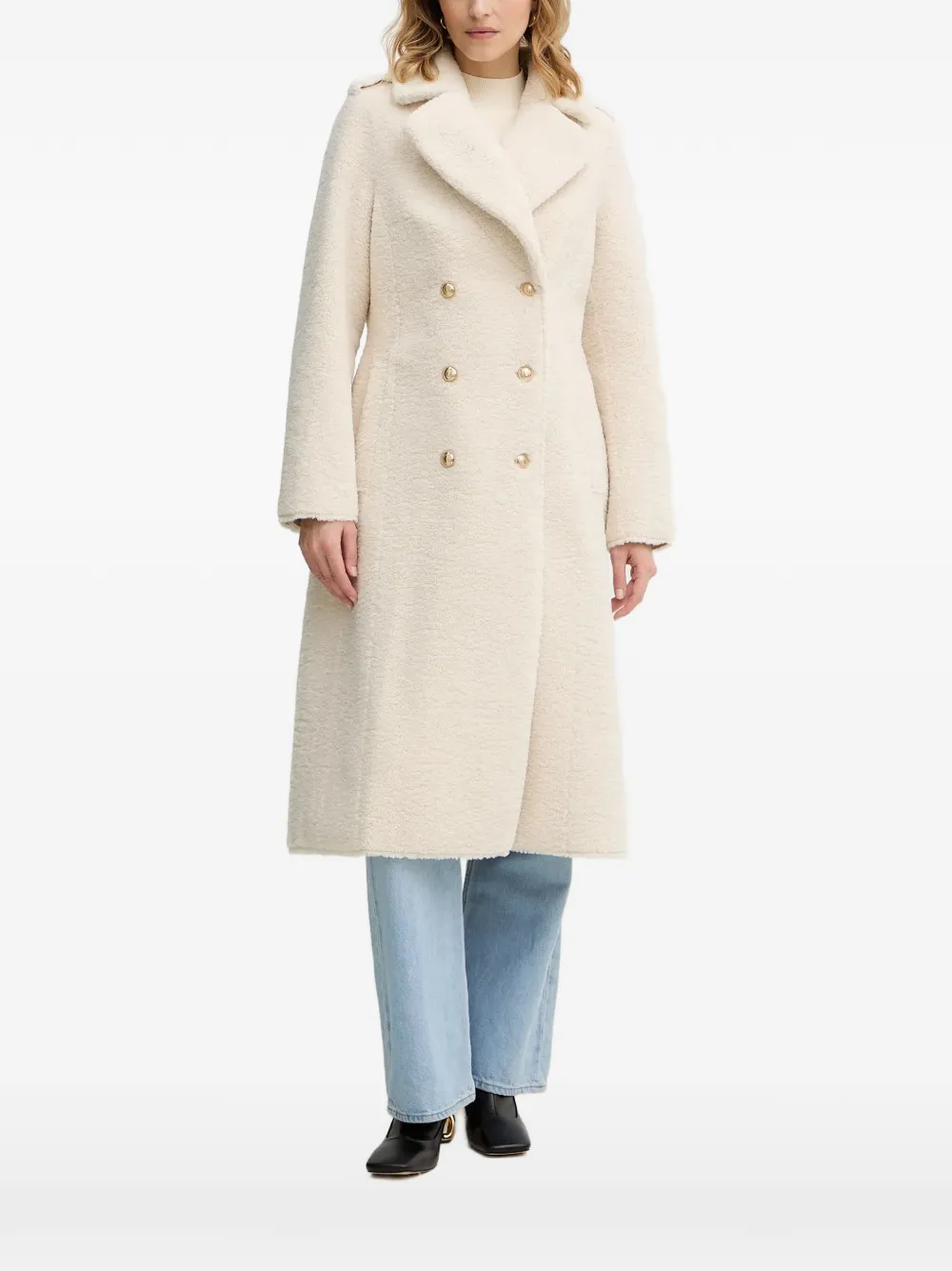 GUESS USA notched-lapel double-breasted coat - Toni neutri