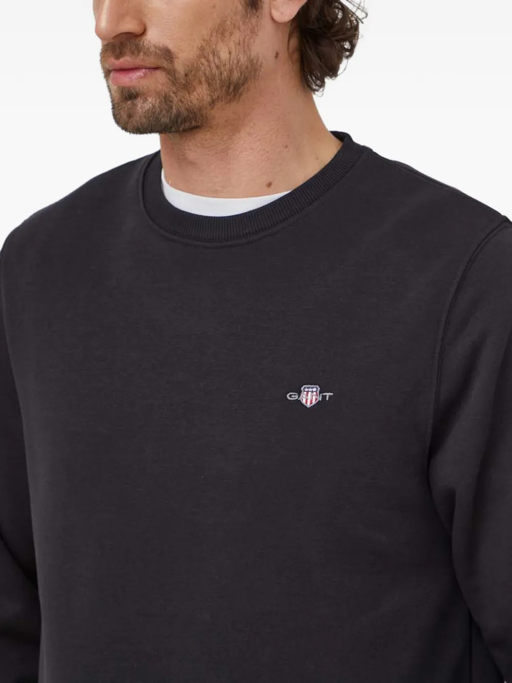 Gant Shield sweater met ronde hals Zwart