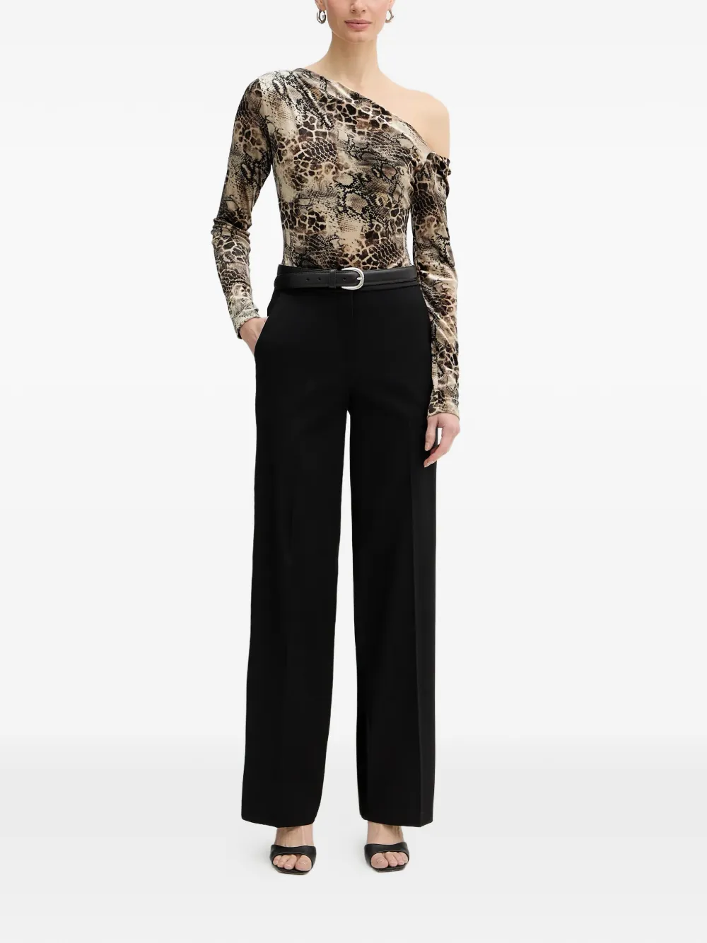  Guess Usa One-shoulder Snakeskin-print Body - Neutrals 