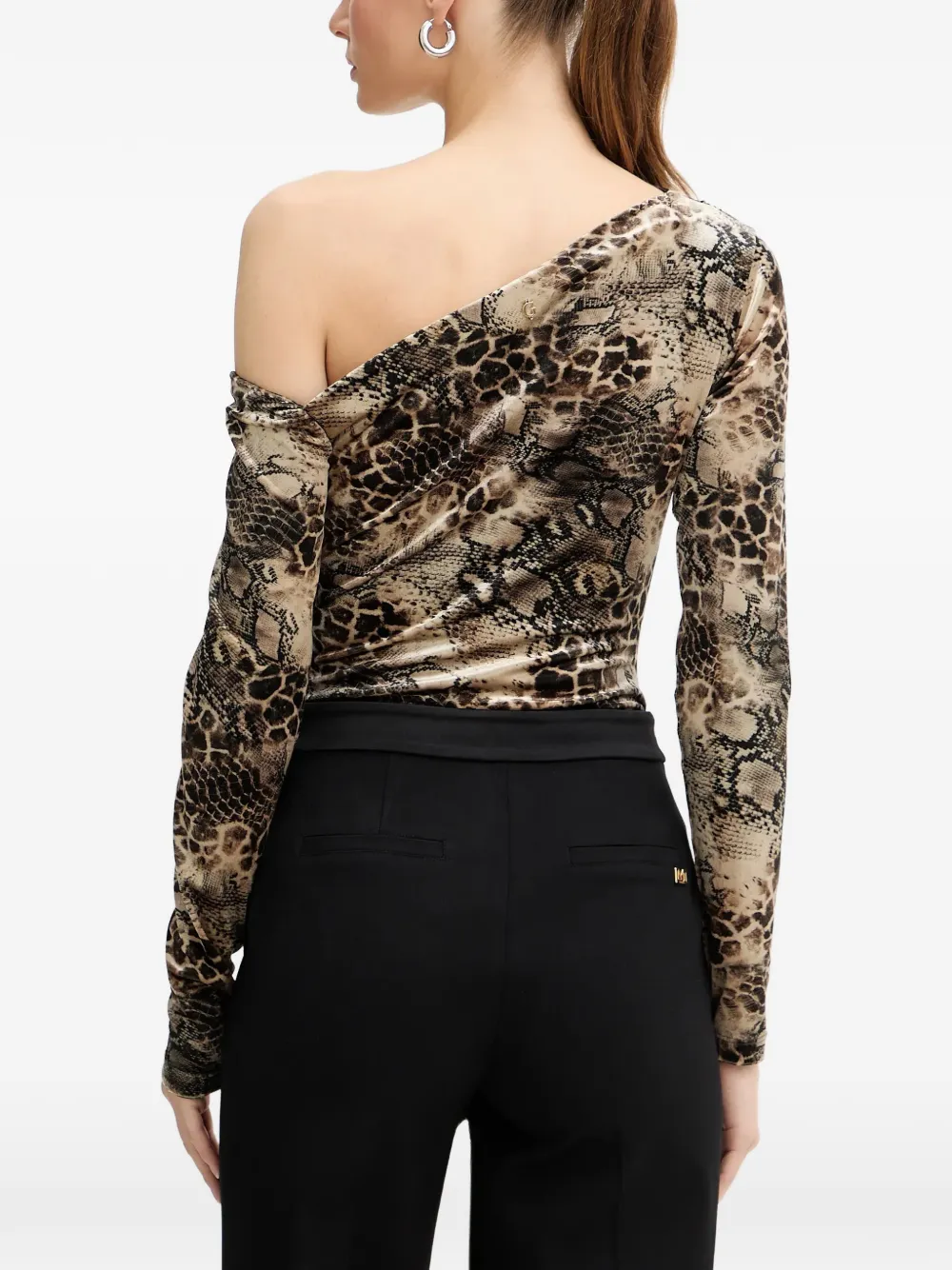  Guess Usa One-shoulder Snakeskin-print Body - Neutrals 