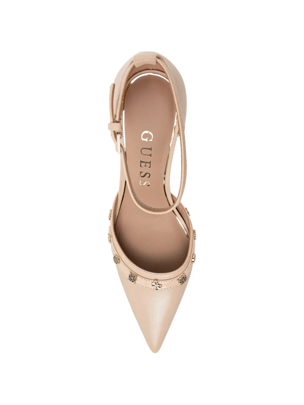 GUESS USA Nanae leren pumps met enkelbandje Beige