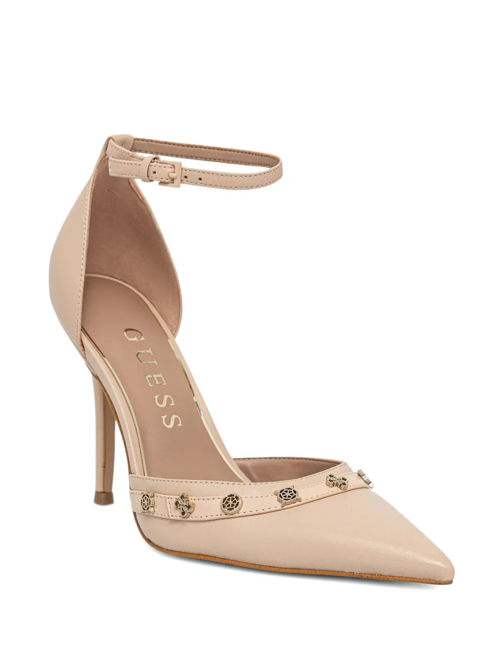 GUESS USA Nanae leren pumps met enkelbandje Beige