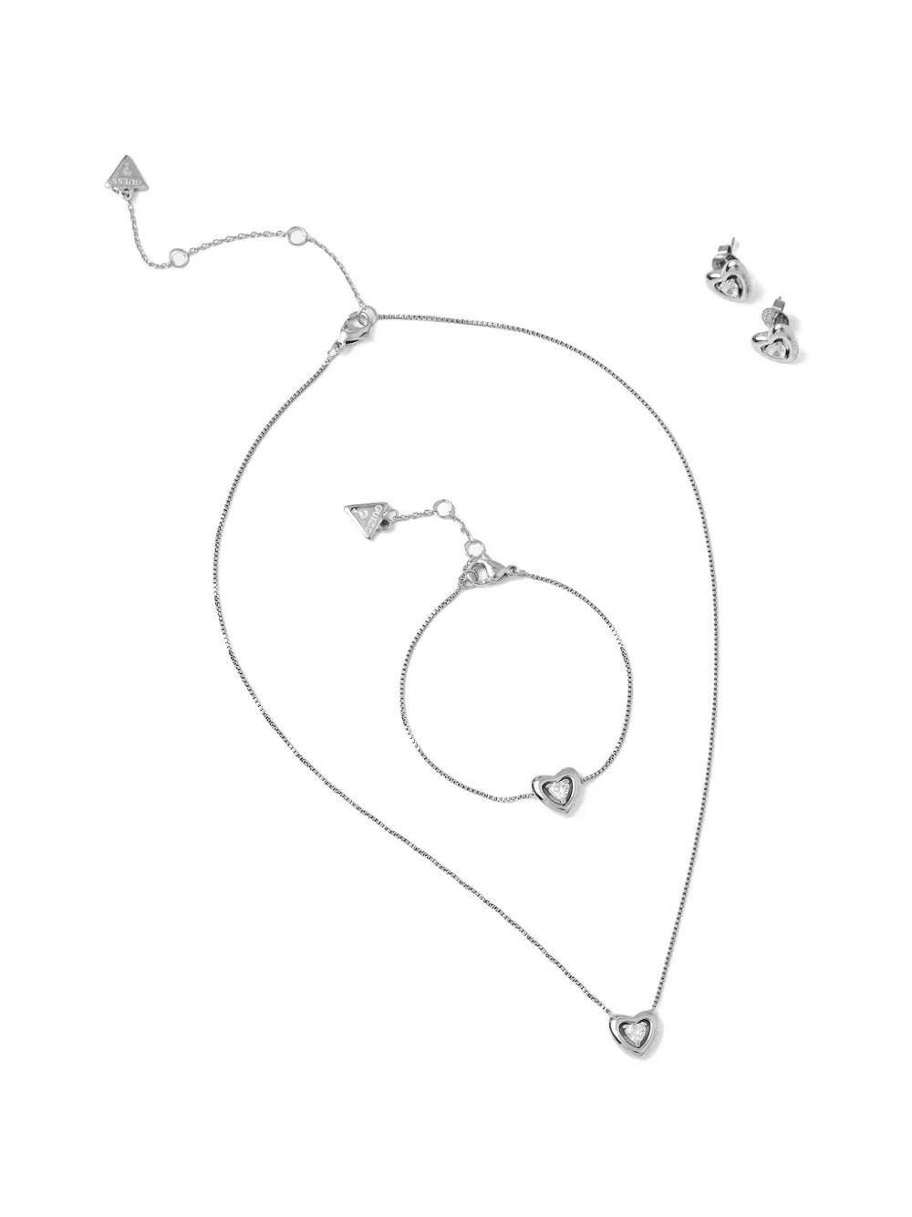 GUESS USA heart-pendant necklace (set of three) - Argento