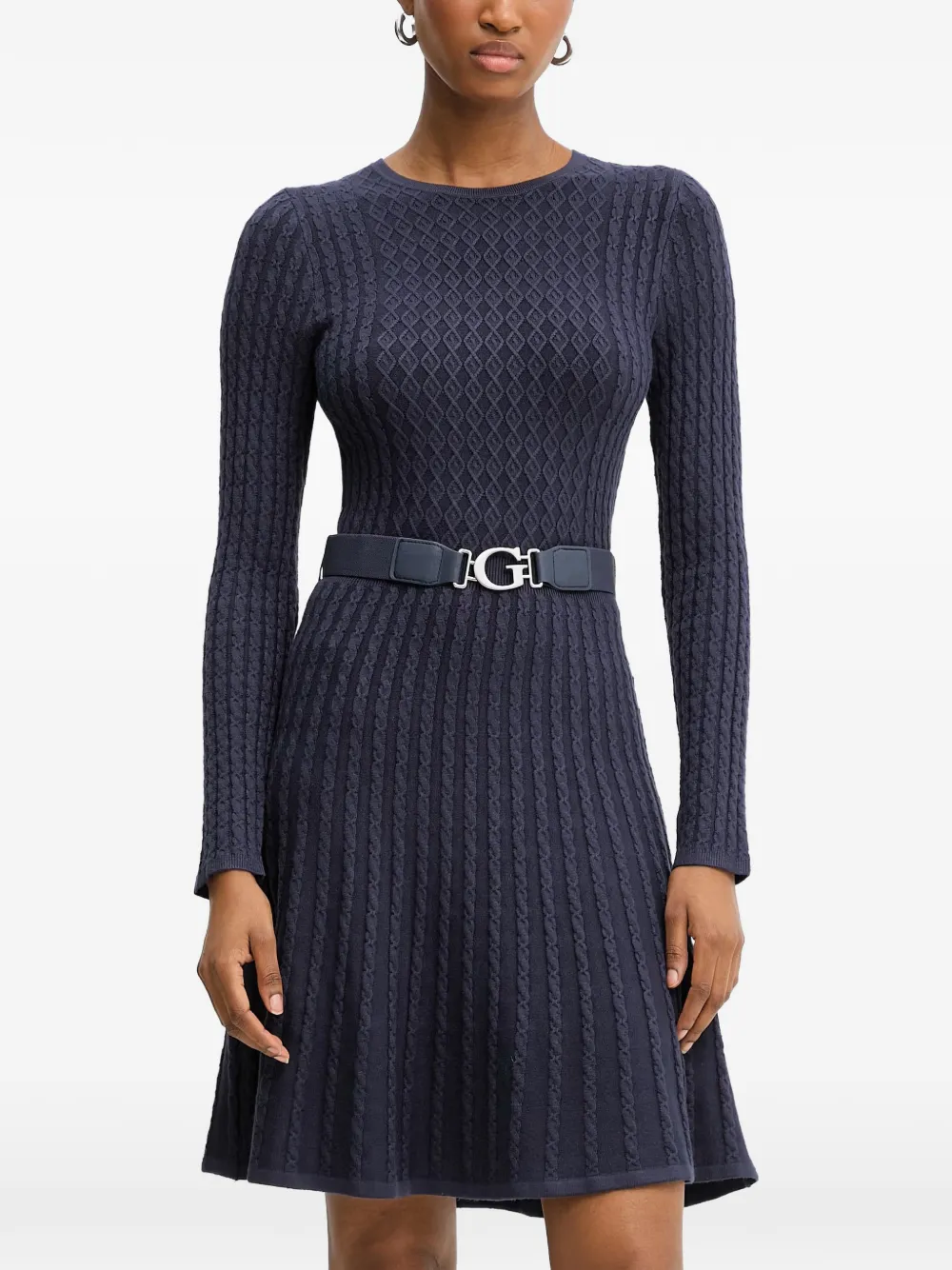 GUESS USA long-sleeved belted mini dress - Blu