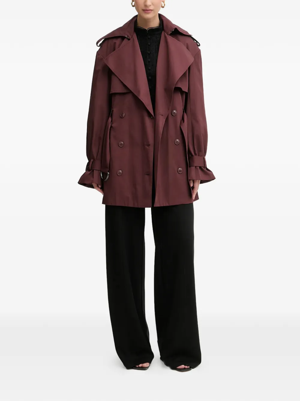  Bardot Aster Belted Trench Coat - Red 