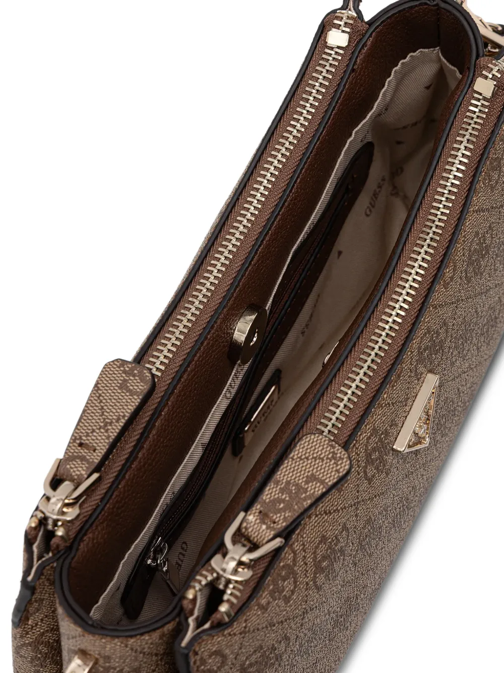 GUESS USA Noelle schoudertas met monogramprint Bruin