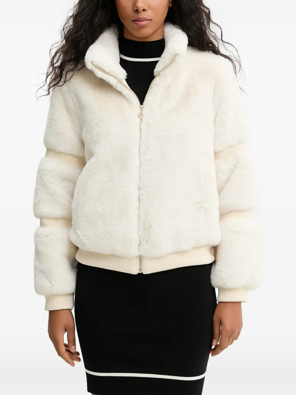 GUESS USA faux-fur zip jacket - Bianco