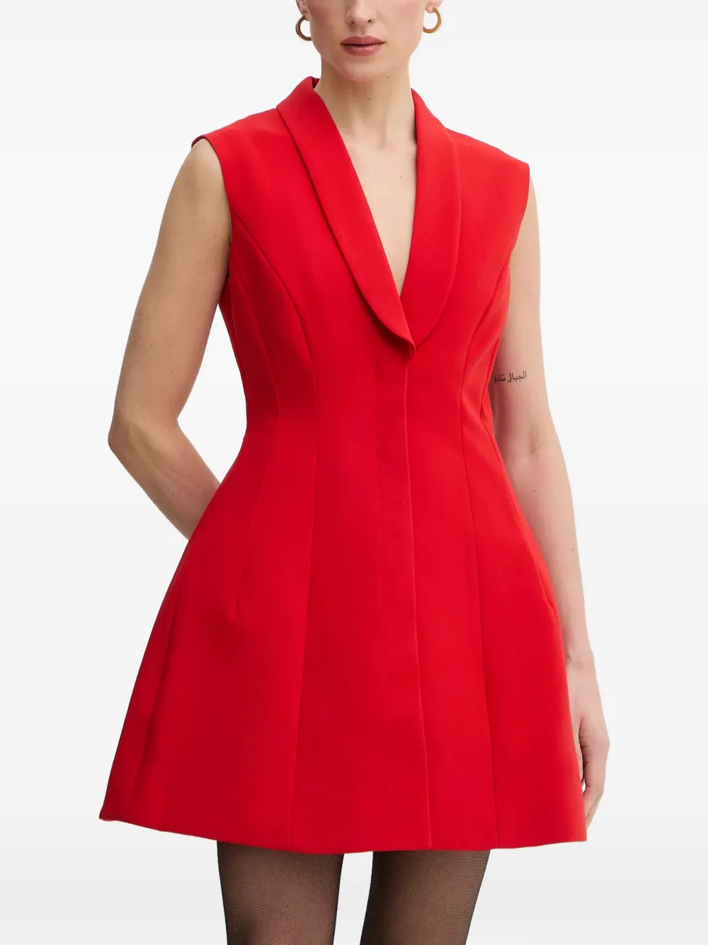 Bardot V-neck sleeveless mini dress - Rosso