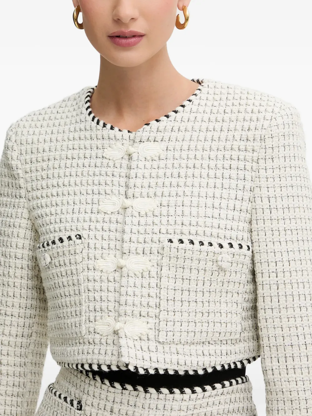 Florine Woven-Texture Cropped Jacket