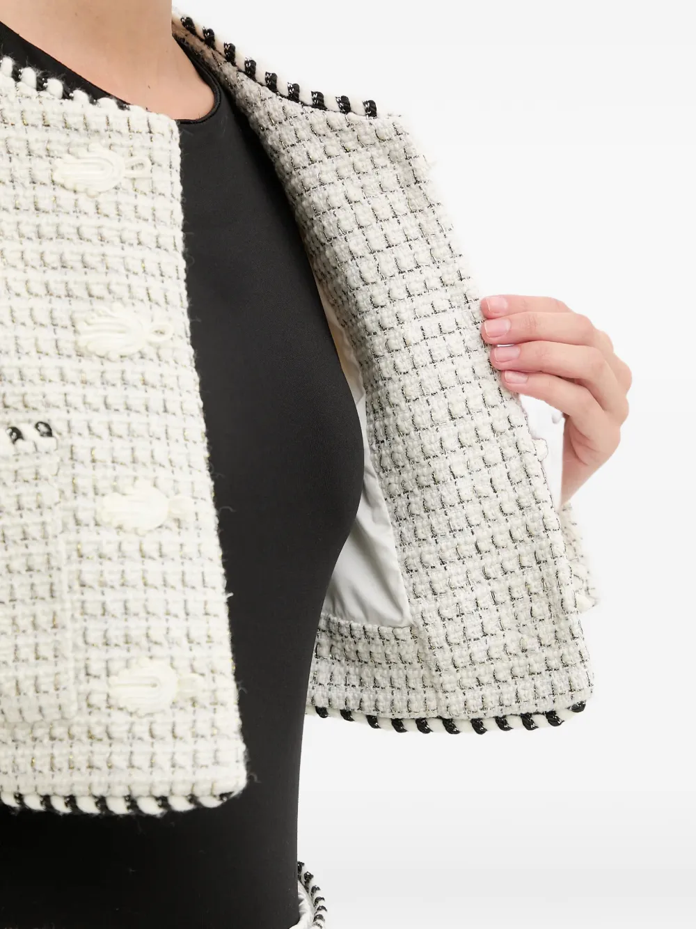 Florine Woven-Texture Cropped Jacket