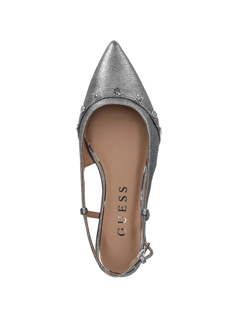 GUESS USA Metallic slingback ballerina's Zilver