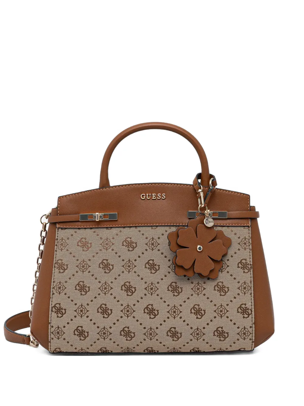 Guess Usa Melinda Flower Charm Print Tote Bag In Gray